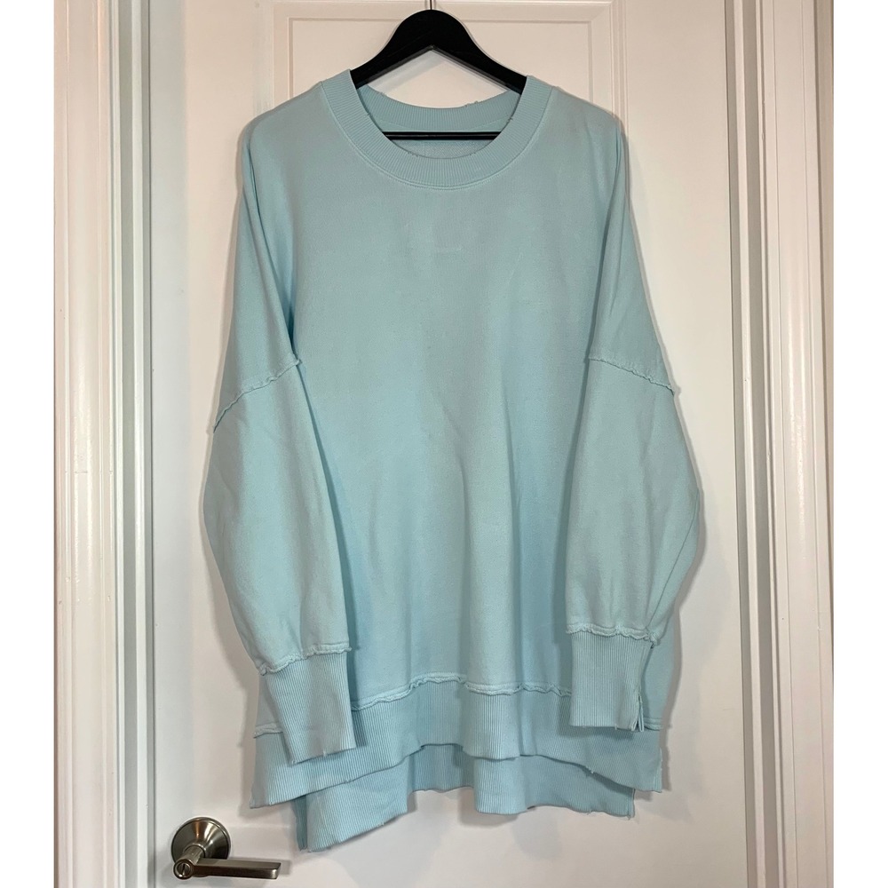 Aerie Oversized Crewneck Sweatshirt Women's M Light Blue Pullover Cozy Soft
